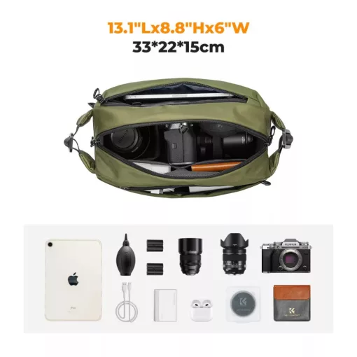 K&F Concept Alpha Sling 10L, fotós oldaltáska, zöld (KF-13-157V2)