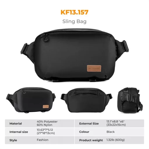 K&F Concept Alpha Sling 10L, fotós oldaltáska, fekete-barna (KF-13-157V8)