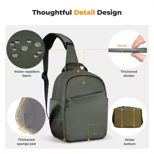 K&F Concept U08 egyvállas mini fotós hátizsák, 5L, zöld (KF-13-171V2)