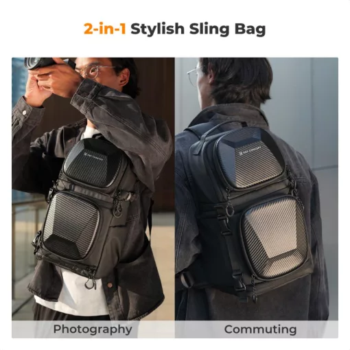 K&F Concept Beta Messenger egyvállas hardshell kamera hátizsák 10L, fekete (KF-13-176)