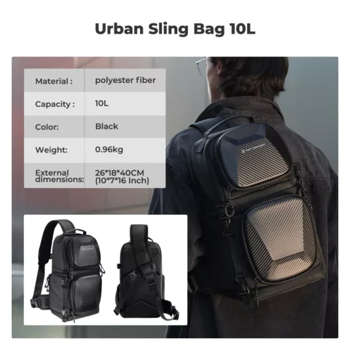 K&F Concept Beta Messenger egyvállas hardshell kamera hátizsák 10L, fekete (KF-13-176)