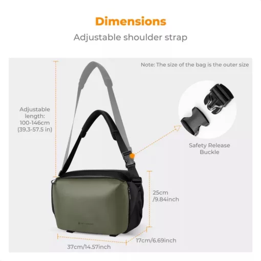 K&F Concept Alpha Sling 12L, fotós oldaltáska, fekete-zöld (KF-13-177V1)