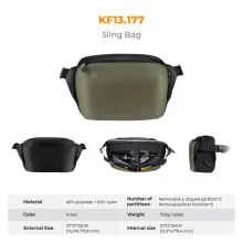 K&F Concept Alpha Sling 12L, fotós oldaltáska, fekete-zöld (KF-13-177V1)
