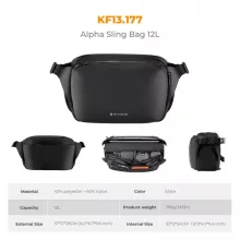 K&F Concept Alpha Sling 12L, fotós oldaltáska, fekete (KF-13-177)