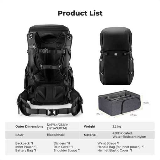 K&F Concept 40L Star Wander 05, fotós hátizsák, fekete (KF-13-207V1)