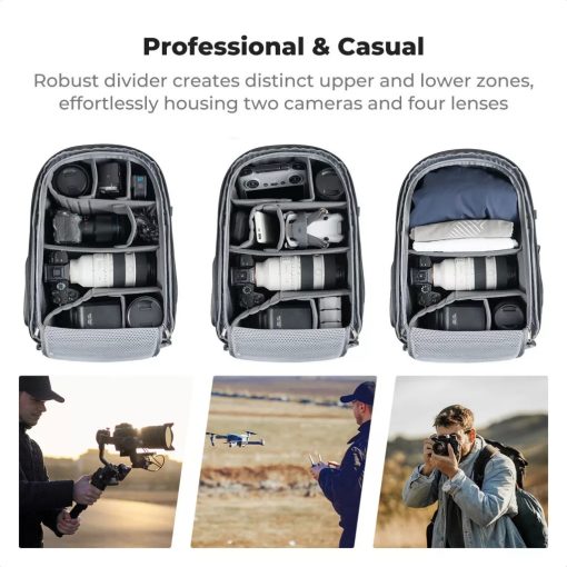 K&F Concept Nature Wander 11, 25L, fotós hátizsák, 15,6" laptoptartó, fekete (KF-13-211)