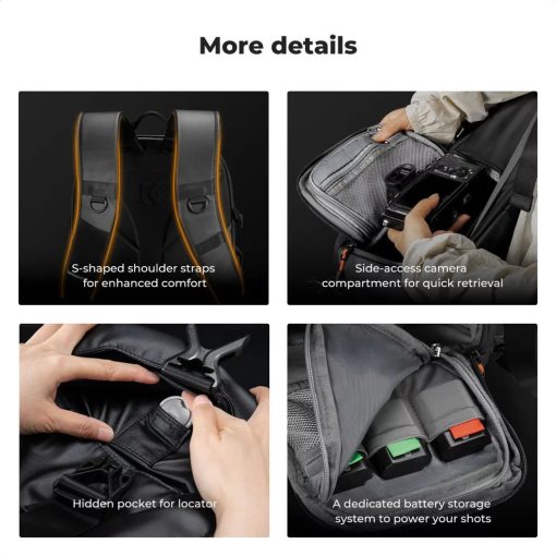 K&F Concept Nature Wander 11, 25L, fotós hátizsák, 15,6" laptoptartó, fekete (KF-13-211)