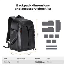 K&F Concept Nature Wander 11, 25L, fotós hátizsák, 15,6" laptoptartó, fekete (KF-13-211)