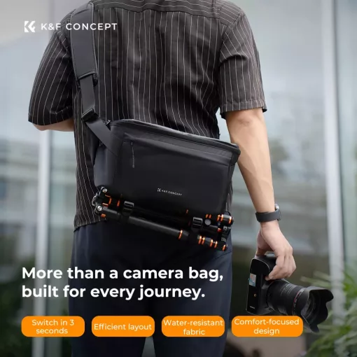 K&F Concept Urban Wander Sling, 12L fotos oldaltáska, fekete (KF-13-212)