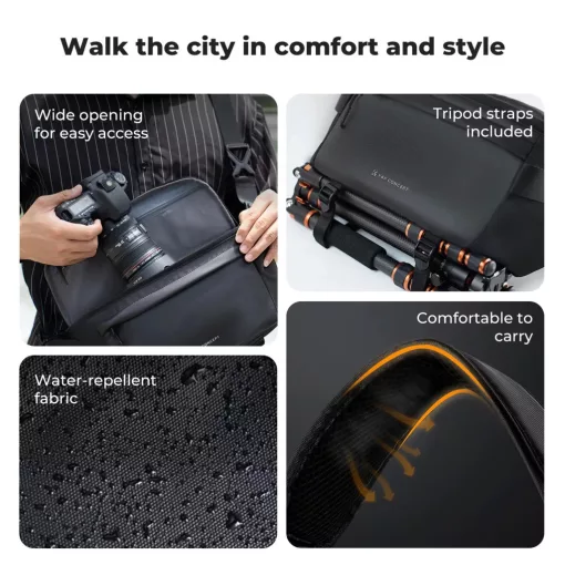 K&F Concept Urban Wander Sling, 12L fotos oldaltáska, fekete (KF-13-212)