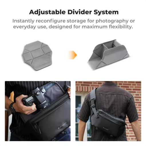 K&F Concept Urban Wander Sling, 12L fotos oldaltáska, fekete (KF-13-212)