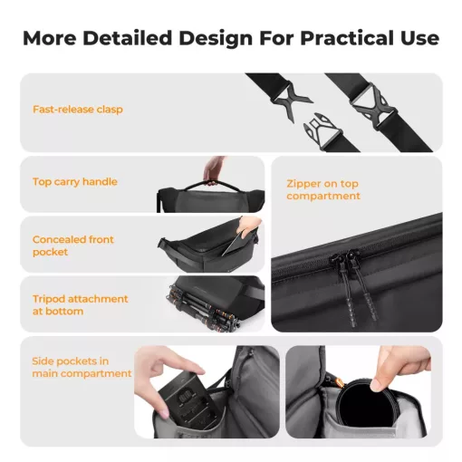 K&F Concept Urban Wander Sling, 12L fotos oldaltáska, fekete (KF-13-212)