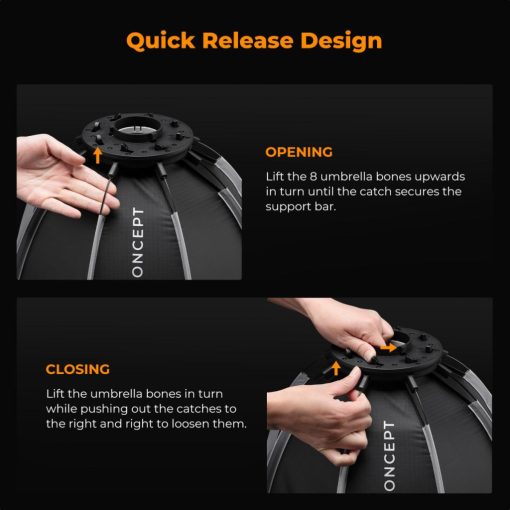 K&F Concept 40cm átmérőjű, octagonal softbox, gyorscsatlakozás, méhsejt rács, Mini Bowens csatlak. (KF-18-0013)