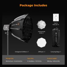 K&F Concept 40cm átmérőjű, octagonal softbox, gyorscsatlakozás, méhsejt rács, Mini Bowens csatlak. (KF-18-0013)