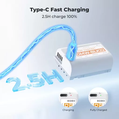 K&F Concept DMW-BLK22 akkumulátor, 2520mAh, USB-C csatlakozóval (KF-28-0104)