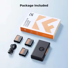 K&F Concept tripla USB-C akkumulátor töltő +3db DJI Osmo 360, Action 5 Pro/4/3 akku 2100mAh (KF-28-0127S1)