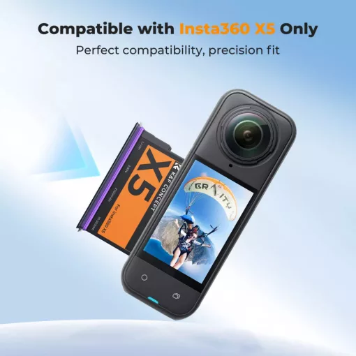 K&F Concept hordozható dupla USB-C akkumulátor töltő +2db DJI Insta 360 X5 akkumulátor, 2700mAh (KF-28-0128S1)