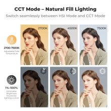 K&F Concept 12W RGB Led lámpa, 2700K-7500K, 95CRI, 13 effekt, 5000mAh (KF-34-052)