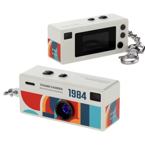 Mikrosat G6 vintage mini digitális fényképezőgép, kulcstartó (Fehér)