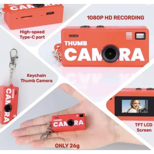 Mikrosat G6 vintage mini digitális fényképezőgép, kulcstartó (Fekete)