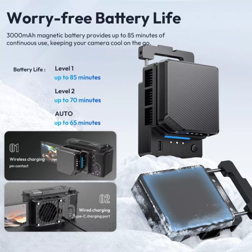 Ulanzi CU1, kamera hűtő ventilátor és akkumulátor, hőmérséklet-szabályozott félvezető egység, fekete (UL-C045)