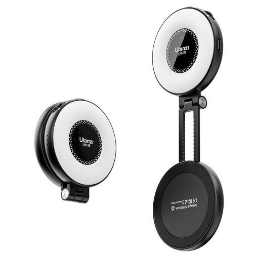 Ulanzi LM19 Magsafe mágneses csatlakozású kör LED lámpa, összecsukható, 400mAh, fekete (UL-L049GBB1)
