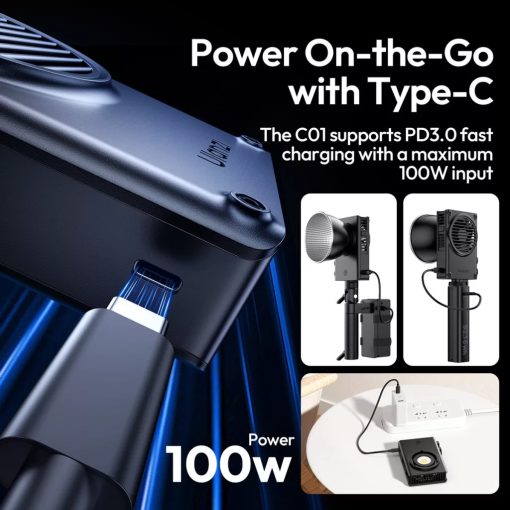 Ulanzi C01 100W COB led lámpa, 2700K-6500K, 14500LUX, 96CRI, mini Bowens, alap reflektor (UL-L099)