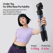 Ulanzi TT39 videó állvány, 42-155cm, 3kg teherbírás, Arca Swiss gyorscseretalp, telefontartó adapter (UL-S019)