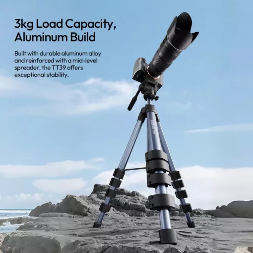 Ulanzi TT39 videó állvány, 42-155cm, 3kg teherbírás, Arca Swiss gyorscseretalp, telefontartó adapter (UL-S019)