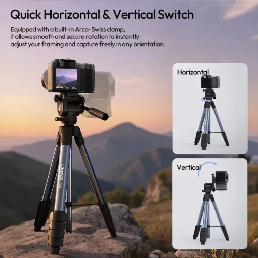 Ulanzi TT39 videó állvány, 42-155cm, 3kg teherbírás, Arca Swiss gyorscseretalp, telefontartó adapter (UL-S019)