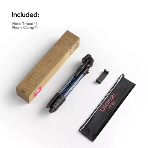 Ulanzi TT39 videó állvány, 42-155cm, 3kg teherbírás, Arca Swiss gyorscseretalp, telefontartó adapter (UL-S019)